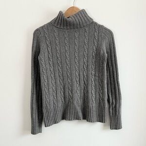 J. Crew Cable Knit Grey Wool Angora Turtleneck